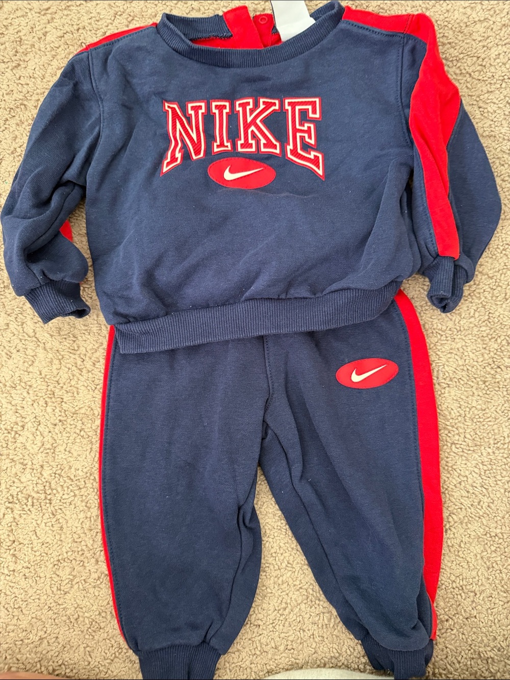 Nike Navy and Red Kids Sweatshirt & Joggers Set